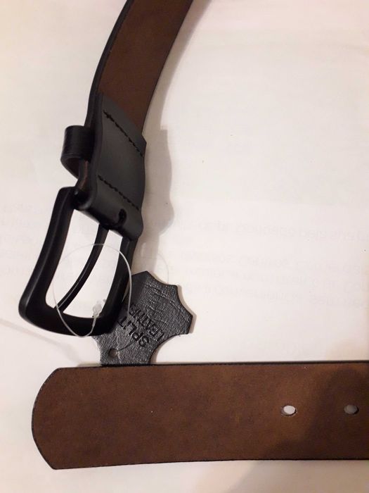 Cinto preto em pele (split leather) tamanho M NOVO 5€