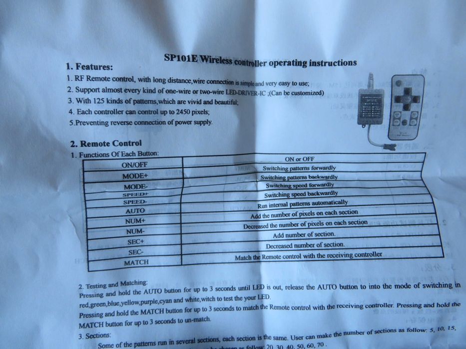 Comando para fitas LED WS2811 - NOVO - SP101E