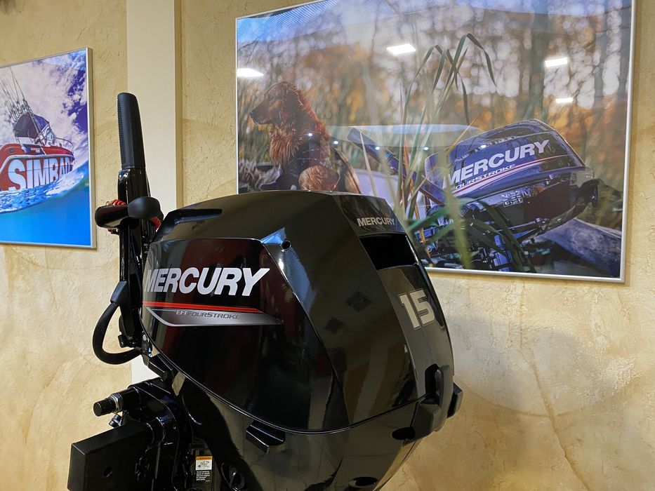 Nowy silnik Mercury F15 EH krótka kolumna, rumpel, rozruch elektryczny