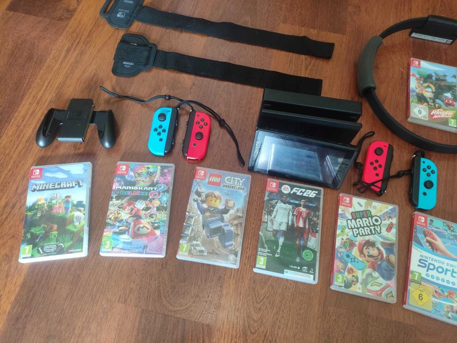Nintendo Switch 1 v2 + Jogos + Acessórios
