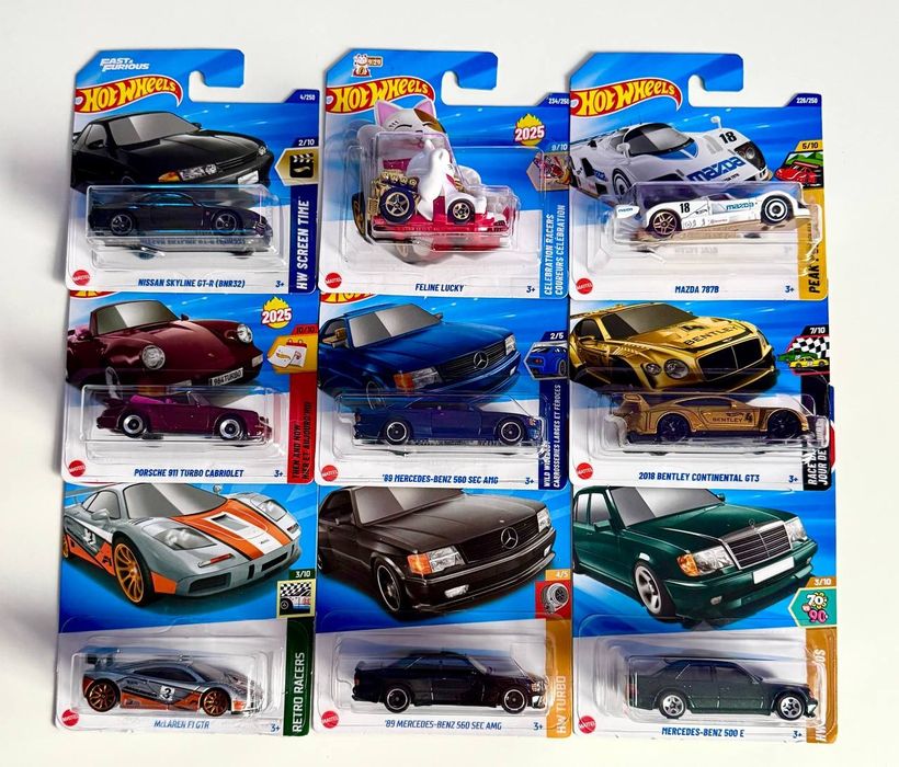 Моделі Hot Wheels porsche, mercedes, mazda, Bentley, Nissan