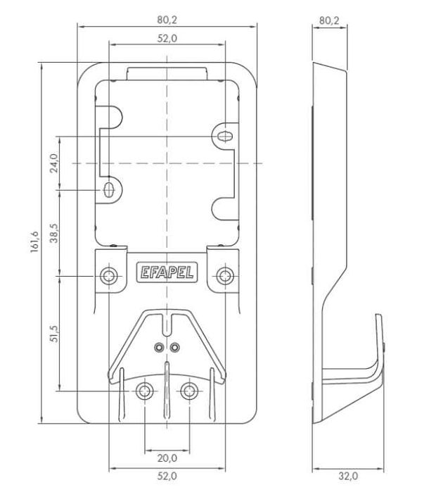 Efapel 81751 - Tomada saliente 16A 230V IP65 - IK08 c/ suporte de cabo