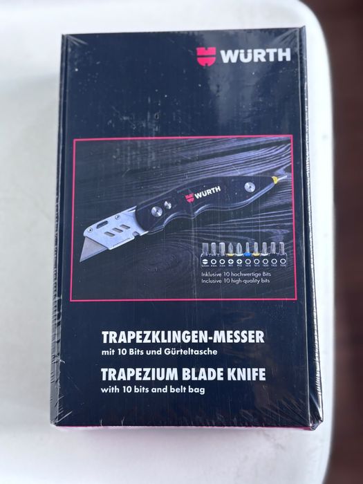 WURTH NÓŻ MONTERSKI Z BITAMI I ETUI Zestaw noży z ostrzami trapezowymi art. 071566516