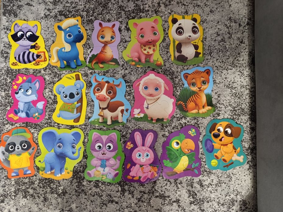 Пазли картонні тварини+ транспорт