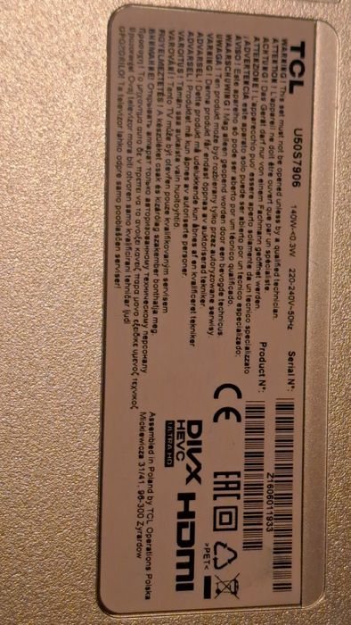 Telewizor TCL 50 Cali  U50S7906