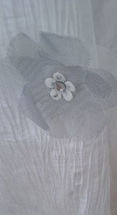 Vestido Cerimónia 6 Anos em Tafetá Enrrugado cor Gelo