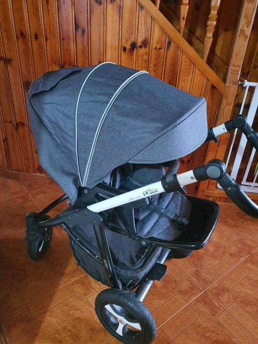 Wózek 2w1 Baby Design Husky gondola spacerówka szaro-wiśniowy