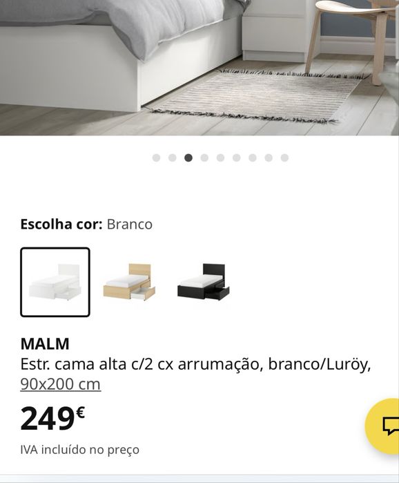 Cama IKEA MALM 90x200 + Colchão Vesteroy