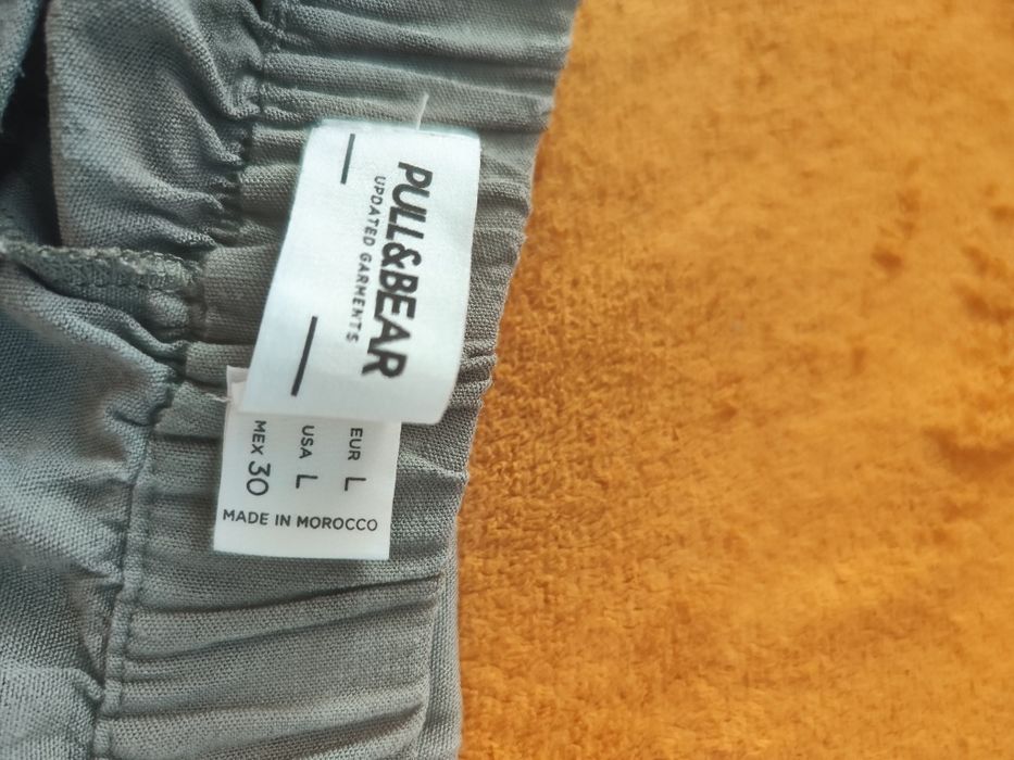 Spodnie szerokie hippie khaki wiskoza len przewiewne 40 L
