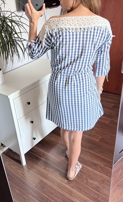 36(S) świetna sukienka w kratkę New Collection