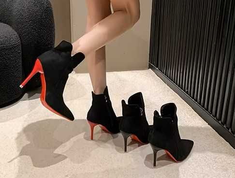 Czarne botki obcas 10 cm