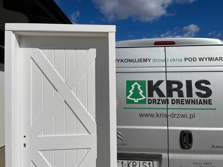 Drzwi drewniane dwuskrzydłowe białe CAŁA POLSKA NA WYMIAR