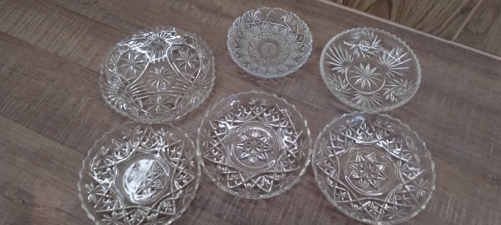 6 talerzyków kryształowych PRL