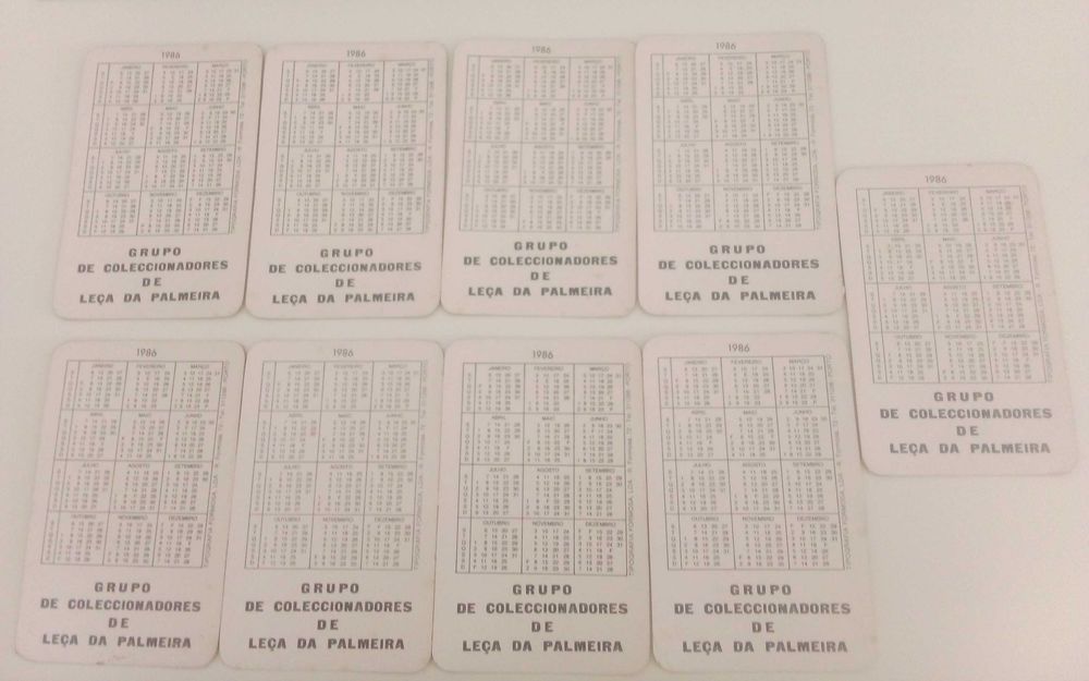 9 calendários de bolso - 1986