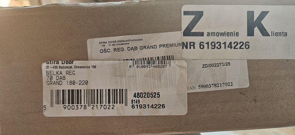 Ościeżnica regulowana 180x220 Dąb Grand