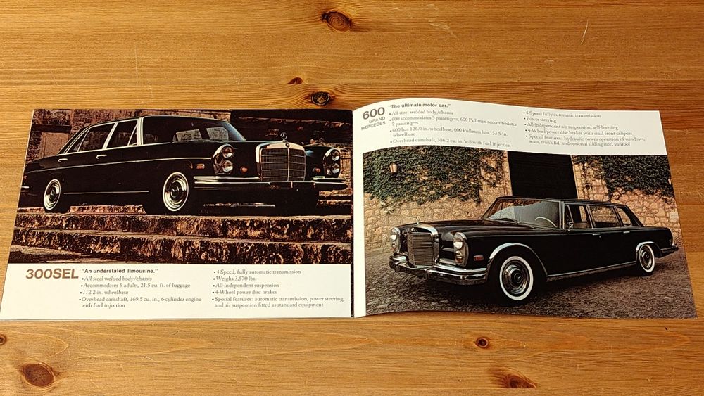 Prospekt katalog folder MERCEDES-BENZ USA 220, 230, 250, 280, 300, 600