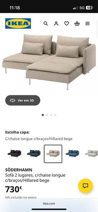 Sofa com chaise longue