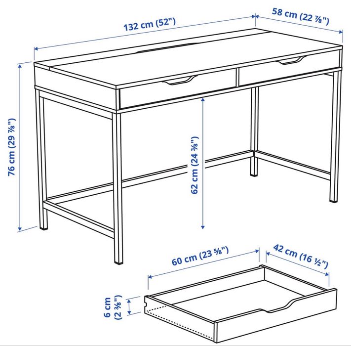 Secretária Alex Ikea - Cor Madeira 132x58cm