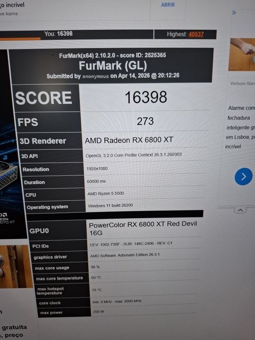 Pc AMD RX 6800XT RYZEN 5 5500 16GB RAM 3200MHZ SSD 120GB HDD 1500GB