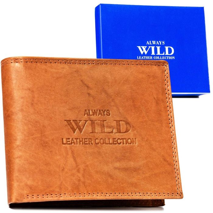 duży, skórzany portfel męski w orientacji poziomej - always wild