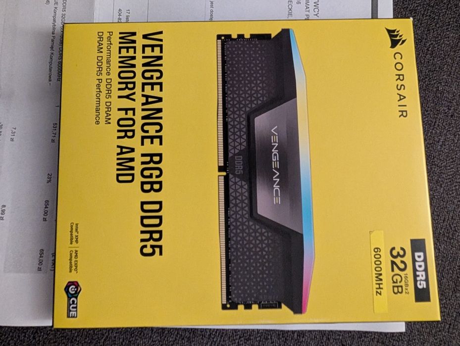 Pamięć Corsair Vengeance RGB DDR5 32 GB 6000MHz Pamieć ram 2x16