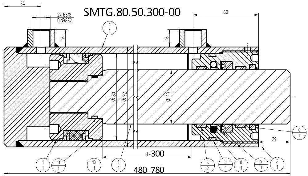 Siłownik Cylinder HYDRAULICZNY SMTG 80x50 SKOK 300 [2304]