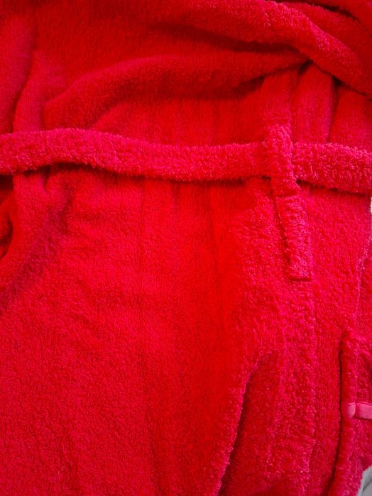 Piekny Brazylijski Szlafrok Frote Bawełna Czerwony Walentrynki 42-44