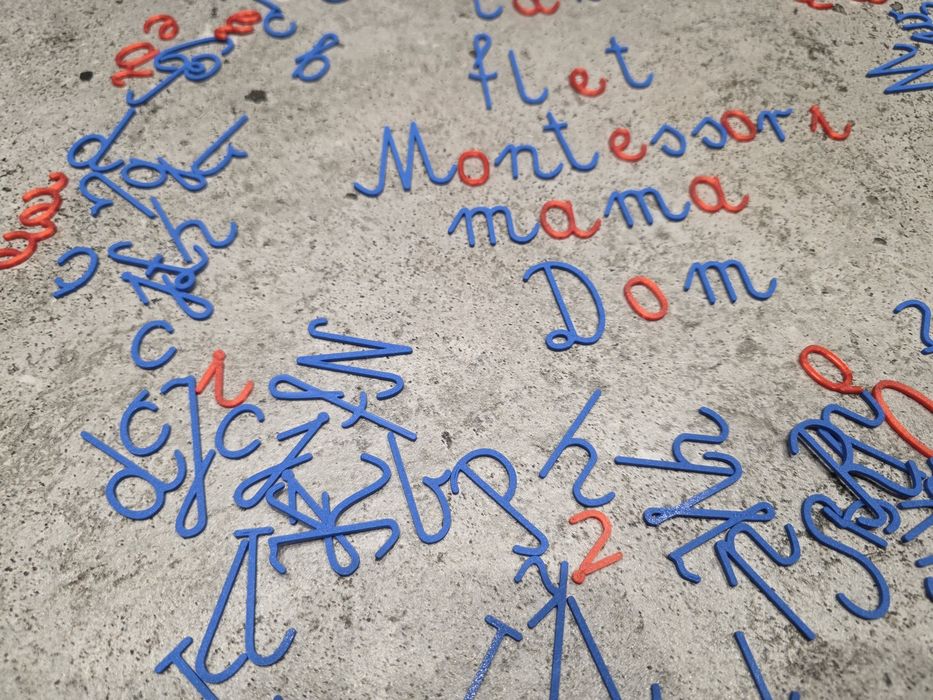 Ruchomy alfabet Montessori - polskie litery pisane, samogłoski i spółgłoski