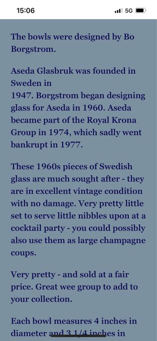 Aseda pucharki/ kieliszki vintage 6 sztuk piekne lata 60/70