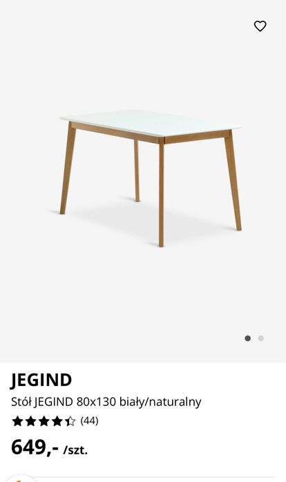 Stół JYSK drewniany z bialym blatem