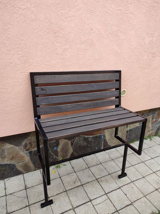 Лава дерев'яна з кованими елементами