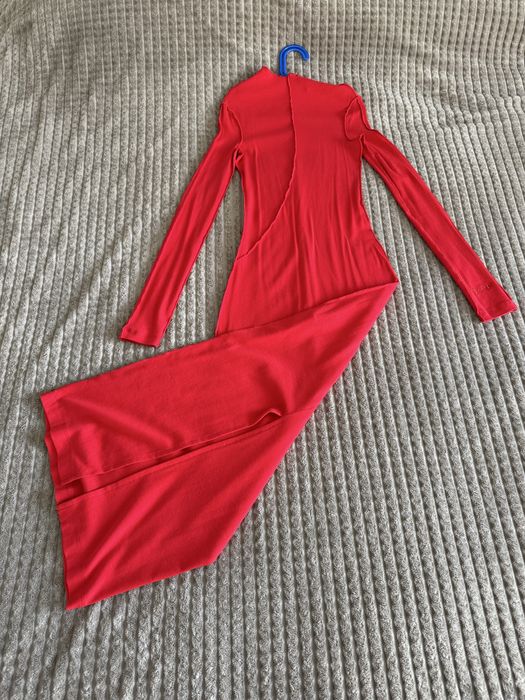 Жіноча червона сукня xs міді сукня goldi