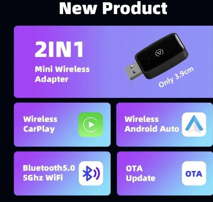 Pen apple carplay e aindroid auto sem fios