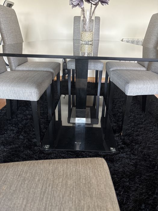 Mesa de jantar vidro temperado escuro 1,80m (6–8 pessoas)