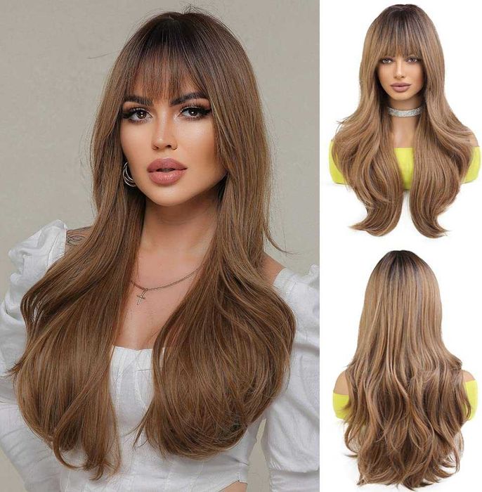 Peruca cor Loiro Escuro, comprida, nova