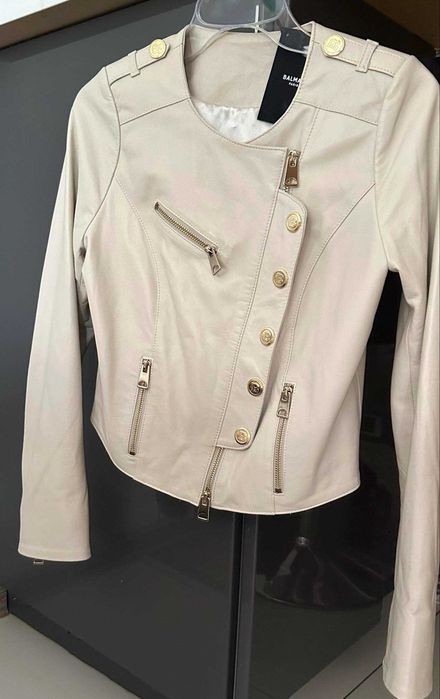 Balmain  kurtka balmain  jacket skóra naturalna cielęca