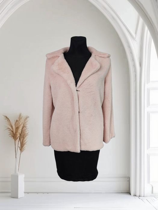 Płaszczyk damski, futerko, różowe, krótkie, narzutka miś