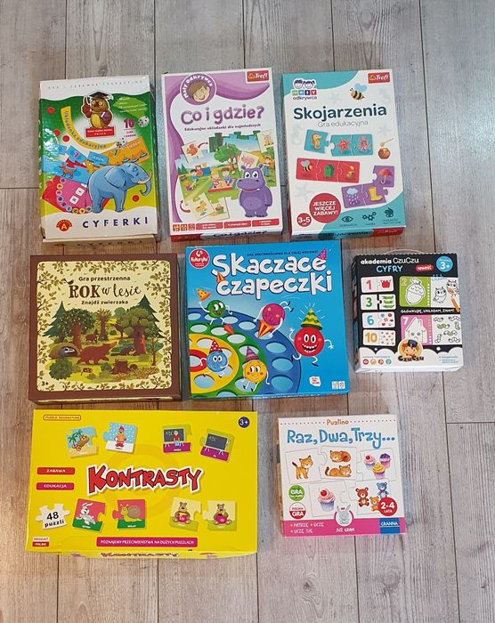 Gry dla dzieci układanki skojarzenia czapeczki kontrasty