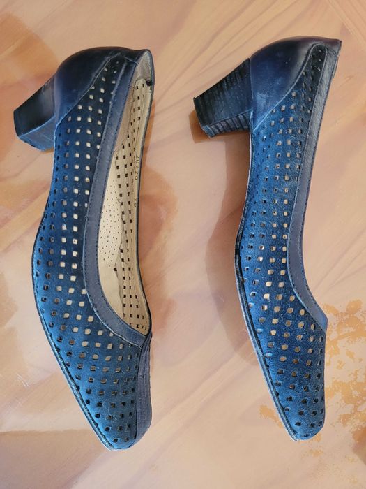 Sapatos de salto alto, azuis, de verão, nº39