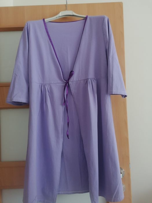 NOWY fiołkowy szlafrok, podomka 100% bawełna S/ M