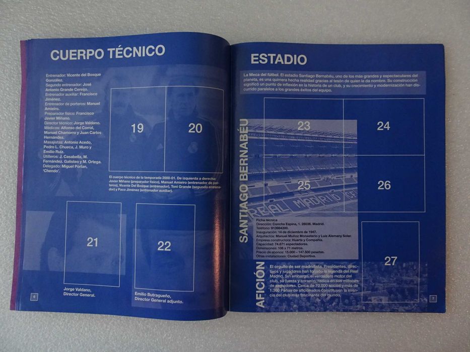 Caderneta de cromos de futebol vazia Real Madrid 2000/2001 Panini