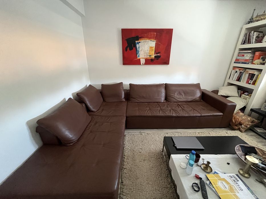 Sofá grande à medida de cabedal castanho - Bo Concept