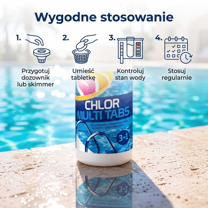 Chlor 3w1 Multi Tabs GAMIX 1 kg Chemia do Basenu Chemia basenowa