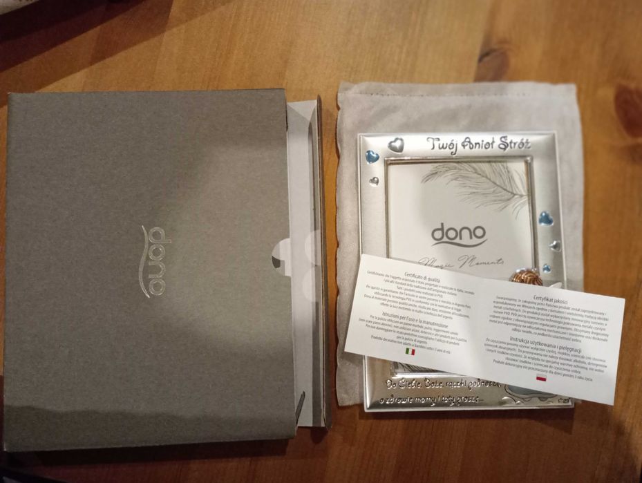 Ramka srebrna na Chrzest lub Komunię