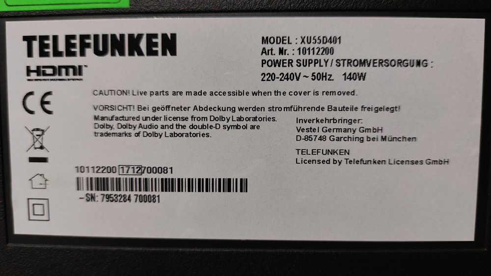 55" 4K смарт TELEFUNKEN (Німеччина), wi-fi, гарантія 6 місяців!!!