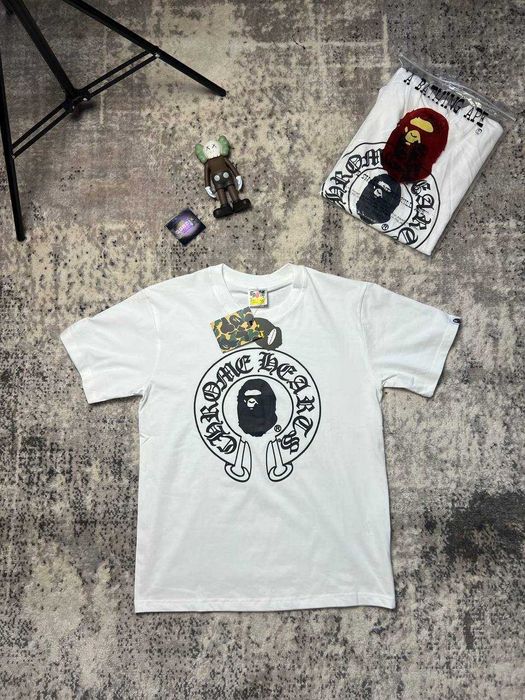 Футболка білого кольору Bape baby milo x Chrome Hearts з лого
