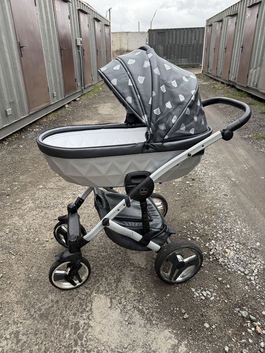 Дитяча коляска junama diamond 2 в 1 Сіра Люлька + Прогулка