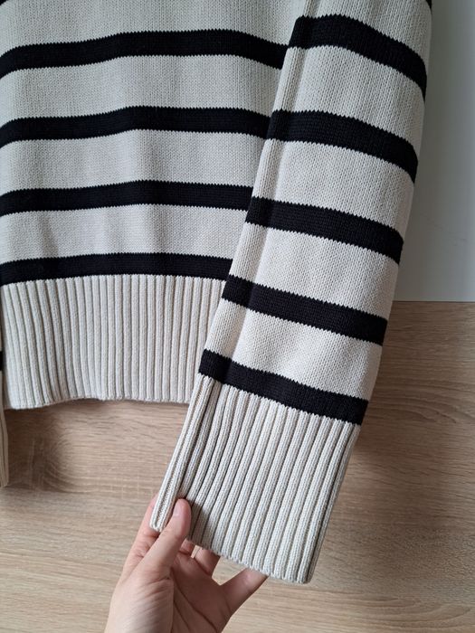 Gina Tricot damski sweter kremowy czarny paski L też M S wiosna lato