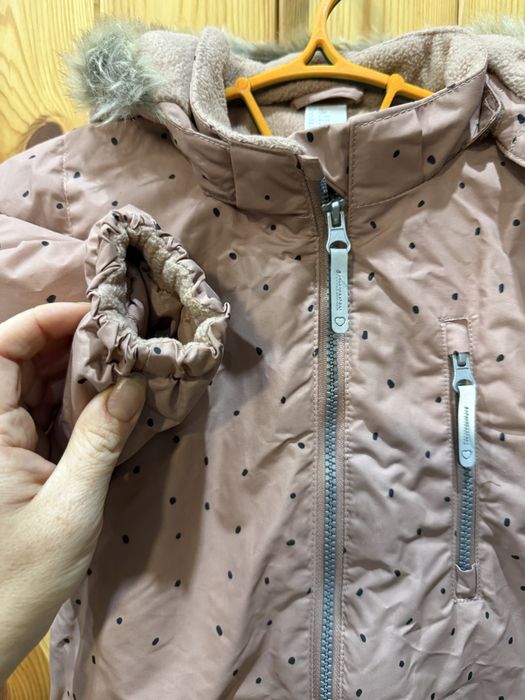 Kombinezon h&m pudrowy roz w kropki 80