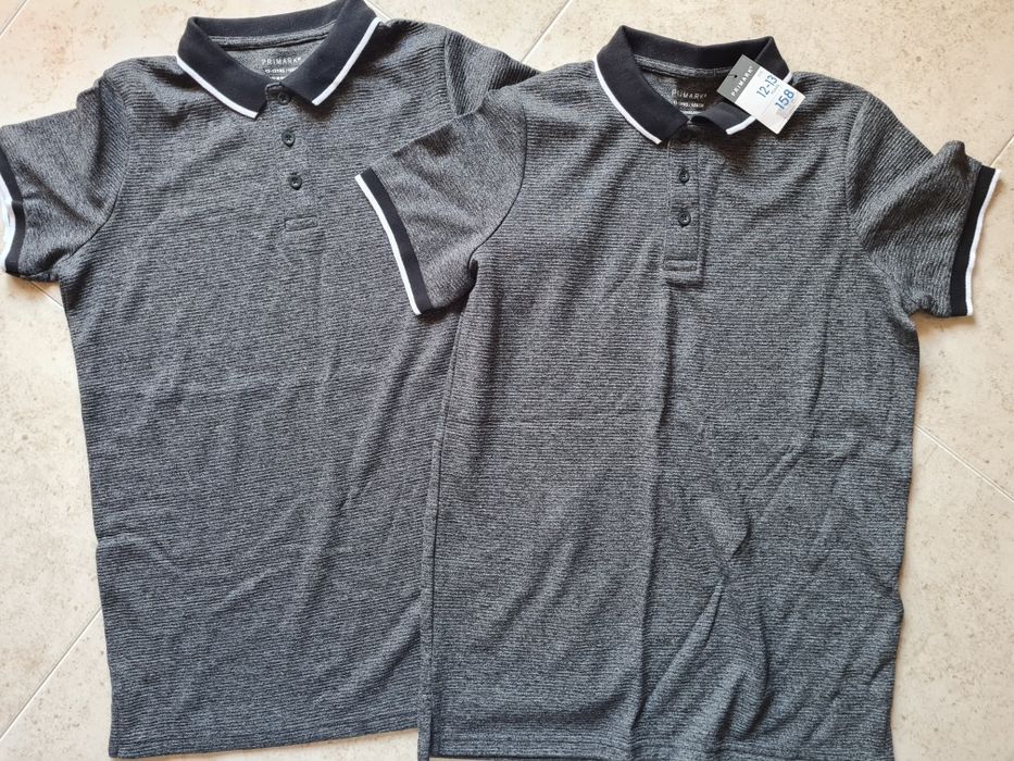 2 Polos de rapaz cinza, 12-13 anos, 158 cm.